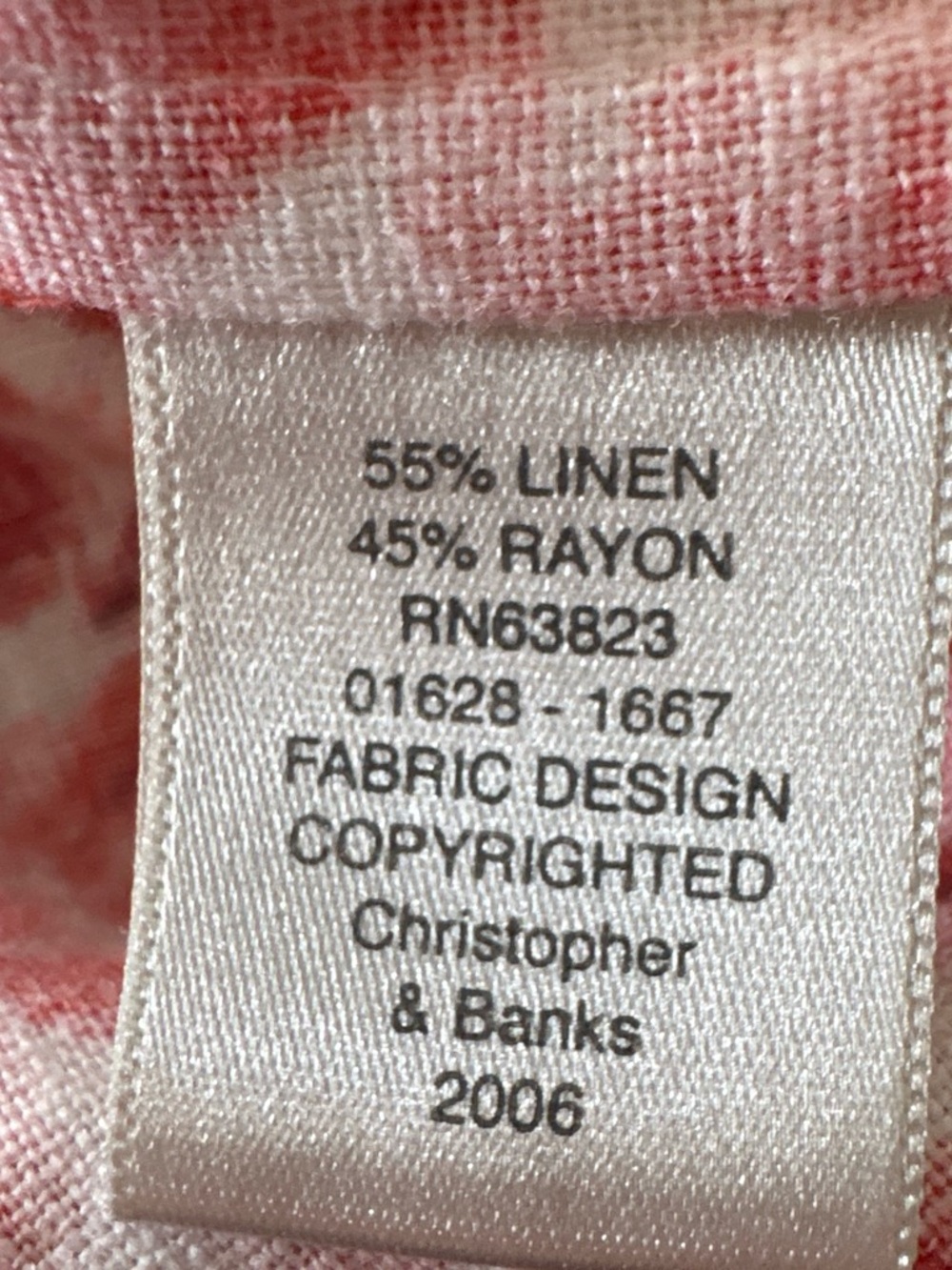 Christopher & Banks Red Floral Button-Front linen blend Blouse. M - Picture 4 of 8